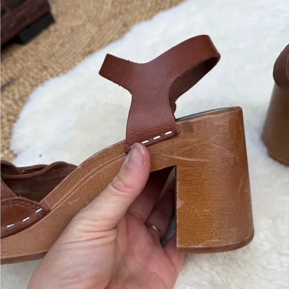 Swedish Hasbeens Brown Leather Sandals - Picture 3 of 7